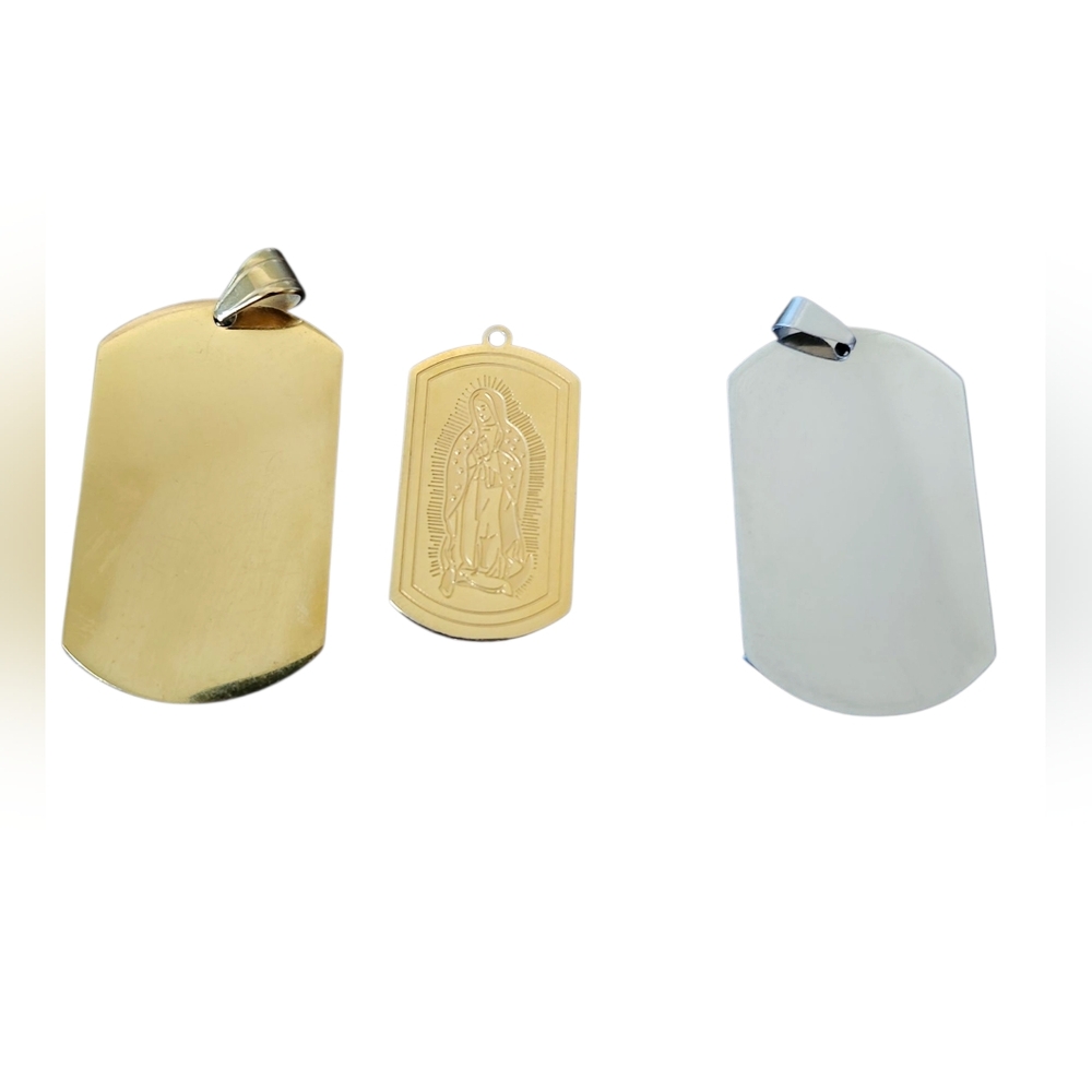 Gold and Silver Dog Tag Pendants